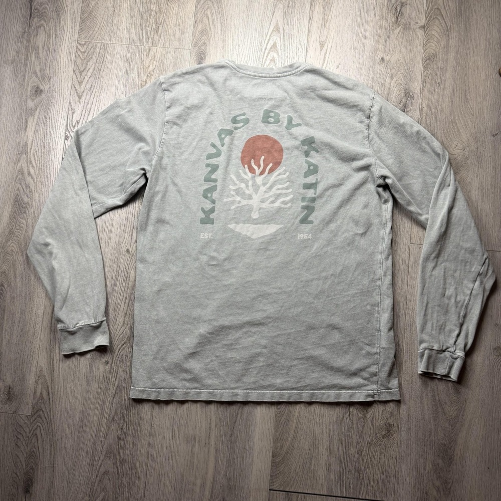 Katin Shirt Mens Small Green Long Sleeve Kanvas By Katin Graphic Tee Beach